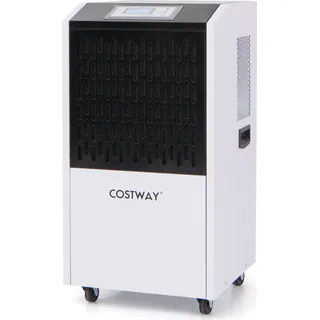 COSTWAY Luftentfeuchter kommerziell 118 L/Tag & Räume bis 790 m2, Bautrockner mit 24H Timer, 4 Rädern & Ablaufschlauch Entfeuchtungsgerät Industrie - Weiß, Schwarz