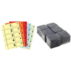 AVERY Zweckform 867-5 Garderobennummern, gelb, orange, rot, blau, grün & Hostelnovo - 600 Stück schwarze Tischservietten, Einwegpapier - Mikrostepppapier - 10 x 10 cm (zusammengeklappt) und 20 x 20 cm