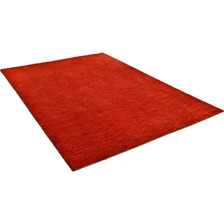 THEKO Wollteppich "Haltu Uni" rechteckig 17 mm Höhe Handweb Teppich, reine Wolle, Uni-Farben, meliert, handgewebt, rot