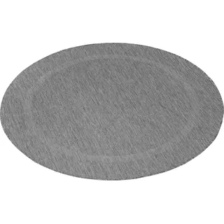 Teppium In- & Outdoor Teppich - Wetterfestes Flachgewebe in Sisal-Optik mit Bordüre, Küchenteppich, Terrasse, Wohnzimmer Grösse: 200 cm Rund - Grau