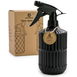 OFFIDIX Pflanzennebel, 0,45 l Glas-Sprühflasche mit verstellbarer Düse, Handdruck-Pflanzennebel mit oberer Pumpe für Garten, Pflanze, Reinigung (schwarz)