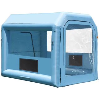 Vevor Aufblasbare Lackierkabine, 3,9 x 2,4 x 2,4 m Aufblasbare Spritzkabine, mit 550 W Gebläse & Luftfiltersystem, Tragbare Autolackierkabine zum Lackieren von Motorrädern, Fahrrädern Kleinen Möbeln