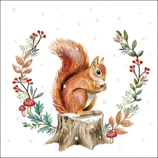 20 Servietten Eichh?rchen sammelt für den Winter | Tiere | Tiermotiv | Herbst | Herbstservietten | Weihnachten | Wald | Tischdeko | Dekoration | basteln | Decoupage | Serviettentechnik 33x33cm