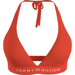 Tommy Hilfiger Damen Bikini Oberteil Triangel Herausnehmbare Polster, Orange (Deep Orange), L