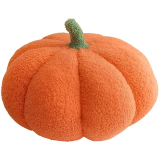 Kürbis Kissen, 3D Plüsch Kürbis Dekokissen Halloween Kürbis Kissen Herbst Kissen Kürbiskissen für Erntedankfest Weihnachten Schlafzimmer, Stuffed Plush(Orange, 23cm)