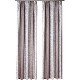 Vorhang MY HOME "Gosen" Gr. 2, grau (grau, braun), B:140cm H:175cm, Microfaser, Polyester, Gardinen, Vorhang, Gardine, Fertiggardine, blickdicht