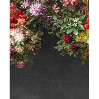 Rasch Tapete 361018 - Fototapete auf Vlies mit Blumen und Blättern in Schwarz, Creme, Rot und Grün aus der Kollektion Magicwalls - 2,65 m x 2,12 m (LxB)