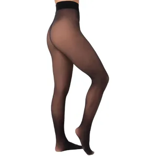 Nur Die Warm & Transparent 50 DEN gefütterte Fein-Strumpfhose beige durchscheinend Komfortbund blickdicht Damen, schwarz, S