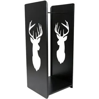 Kaminholzkorb Modern Loft Kaminholzständer Geweih Holzständer Griff schwarz Deko