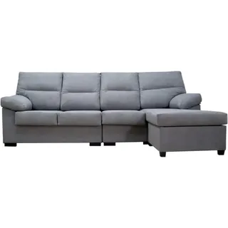 SHIITO 4-Sitzer-Sofa mit Chaiselongue, Modell Neira, für maximale Entspannung und Komfort, elegant und kompakt, aus Kiefernholz und Spanplatte, Grau, groß 265 cm breit, Kiefernholz