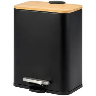 bremermann Kosmetikeimer 5 Liter Bambus und Metall, schwarz , 22.5x28.5x21.5 cm , Badaccessoires, Abfalleimer