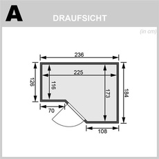 Bild von Sauna Sahib 2 Eckeinstieg, Tür gedämmt, ohne Ofen Holztür