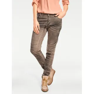Boyfriend-Hose HEINE, Damen, Gr. 17, Kurzgrößen, grau (helltaupe), 98% Baumwolle, 2% Elasthan, unifarben, lang, Hosen Boyfriend-Hose