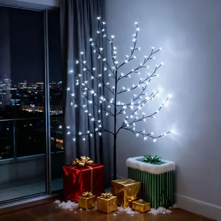 CCLIFE LED Lichterbaum 150cm, 150 LEDs Deko mit Memory Funktion, Innen und Außen weihnachtsdeko, Kirschblütenbaum Lichterdeko, Kaltweiß, IP44, LED Baum