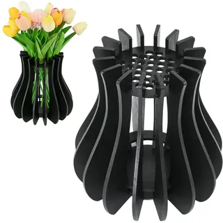 TEUYOE Holz Vase für Lego Blumen, 33 Löcher, Schwarz
