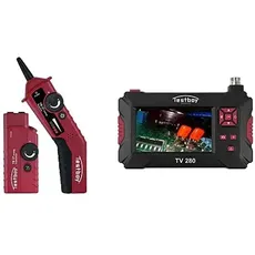 Testboy 27 Analog Leitungssucher-Set + Testboy TV 280 Mobile Endoskopie-Kamera (Kabelsuchgerät für nicht spannungsführende Leitungen, mit LED-Anzeige, einstellbarer Sende- & Empfangspegel), Rot