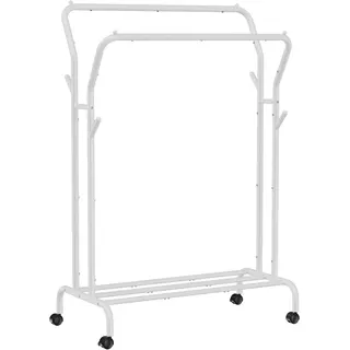 Songmics Kleiderständer mit Rollen 52,5 cm x 103,5 cm x 155 cm Weiß