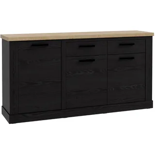Forte Duro Sideboard 180, modernes Landhaus Sideboard mit 3 Schubladen, 3 Türen, Holzwerkstoff, Riviera Eiche & Cabezone Eiche Holzdekor, 173,9 cm breit x 90,3 cm hoch x 41,3 cm tief