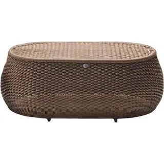 Couchtisch Braun Luxus Hochwertig Möbel Modern Terrasse Design Rattan Oval - Braun