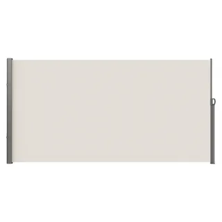 VEVOR Ausziehbare Seitenmarkise, 71''x 236'' Aluminium Außen-Privatsphäre Bildschirm, 280g Polyester Wasserfester Ausziehbarer Terrassenbildschirm, UV 30+ Raumteiler Windschutz für Terrasse, Garten, Balkon, Schwarz, Beige-180x350 cm - Schwarz, Beige