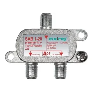 Axing SAB1-20 SAT-Abzweiger, 1-fach, 20 dB, 5-2200 MHz, F-Stecker, abnehmbare Montagesockel SAB00120 SAB 1-20