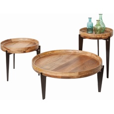 Bild SIT Möbel TOM TAILOR HOME Couchtisch »T-TRAY TABLE LARGE«, mit Tablett, rund, ø 75 cm mangoholz/Metall beige