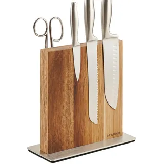 Praknu Messerblock Magnetisch Akazien Holz – Messerhalter – ohne Messer