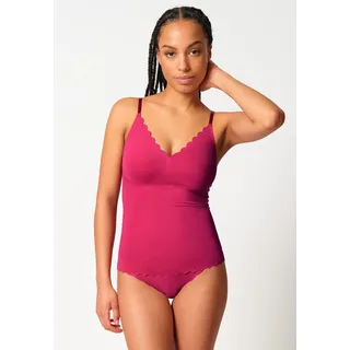 Unterhemd SKINY "Micro Essentials", Damen, Gr. 38, N-Gr, sangria, Obermaterial: 72% Polyamid, 28% Elasthan, unifarben, körpernah, V-Ausschnitt, Unterhemden Unterhemd, elastisch, herausnehmbare Pads, BH-Hemd, mit Unsichtbar-Effekt