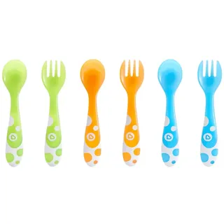 Munchkin Multi-Coloured Forks and Spoons Set of 6, Multi-coloured, (Pack of 6)