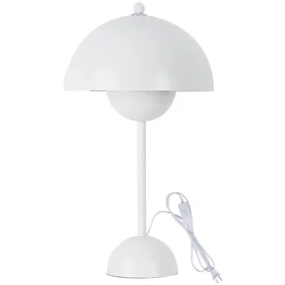Weiße Tischlampe in Pilzform mit Blumentopf, Metall, 34 cm, E27-Fassung für Schlafzimmer, Wohnzimmer, Kinderzimmer, Arbeitszimmer oder Büro
