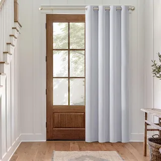 MIULEE Verdunklungsvorhang Grauweiß Blickdichte Vorhänge mit Ösen Thermovorhang Hitzeschutz Türvorhang 1 Stück H 260 x B 140 cm Tür Gardinen Abdunkelnde Wohnzimmer Schlafzimmer Blackout Curtain