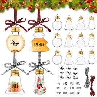 ARONRAVE Weihnachtskugeln zum Befüllen 12 Stück Basteln Christbaumschmuck Weihnachtsdeko Christbaumkugeln-Durchsichtigs mit Deckel und Band Weihnachtsbaumschmuck Weihnachtsbaumanhänger
