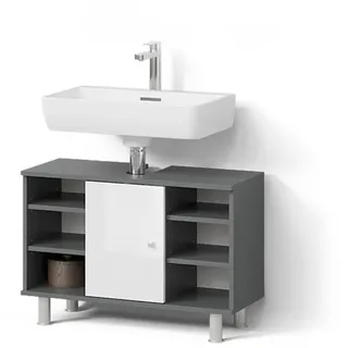 livinity Waschbeckenunterschrank Fucino Weiß Hochglanz 80 x 54 cm