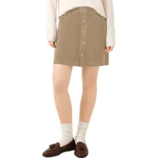 Minirock QS, Damen, Gr. 34, camel, Cord, Obermaterial: 98% Baumwolle, 2% Elasthan, unifarben, körpernah ca. Mitte Oberschenkel, Röcke Minirock, Cordrock mit langer Knopfleiste