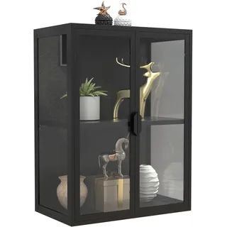 VCM Wandregal »VCM Glasvitrine hängend   Vitrine Glas mit ESG-Sicherheitsglas   Maße ca. H. 80 x B. 60 x T. 35 cm   Hängevitrine Glas   Modern und platzsparend   Glas Vitrinenschrank - Flokas M«, schwarz