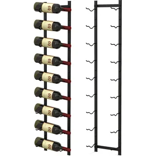 COSTWAY Weinregal Wand für 9 Weinflaschen, Flaschenhalter Metall, Flaschenregal Industrial, Aufbewahrungsregal schwarz - Schwarz