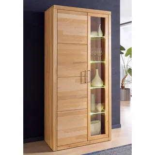 otto home Home affaire Vitrine »Logo,190cm hoch,42 cm tief,Fronten Massivholz,10Fächer« Korpus aus Holzwerkstoff,Griffe und Scharniere aus Metall,