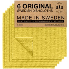 SUPERSCANDI Superscanddi schwedische Geschirrtücher, Papierhandtuch, Ersatz-Waschlappen (6er-Pack) gelb