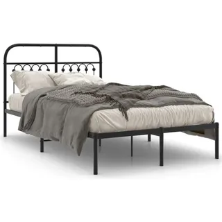 vidaXL Bettgestell mit Kopfteil Metall Schwarz 120x200 cm - Schwarz