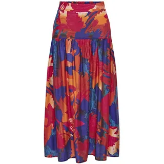 Only Celia Flowy Midirock - Fuchsia Purple / Aop Sunset Bali - S