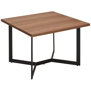 Ibbe Design Couchtisch 70x70 Beistelltisch Nussbaum Quadratisch MDF Walnuss Matt Furnier Tisch Tokyo mit Schwarz Metall Gestell, 70x70x52 cm