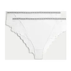 Womens B by Boutique 2er-Pack hoch geschnittene Brazilian-Slips „Cleo“ - White, White, XS