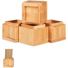 Bild Möbelerhöher 4er Set, Erhöhung um 8,5 cm, für Tische, Stühle und andere Möbel, HxBxT 10x11,5x11,5 cm, Natur, 4 Stück, 4
