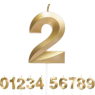 URAQT Geburtstag Zahl Kerzen, Gold Glitzer Geburtstagskerzen, Dekorative Geburtstagstorte, Hochzeitsparty, Abschlussfeier Usw 2