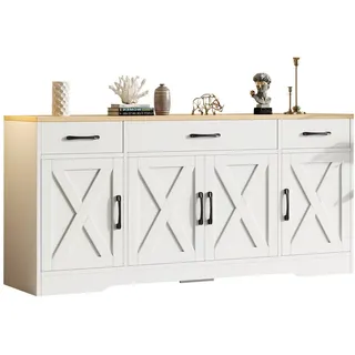 Flieks Sideboard, Multifunktion, Holz, Modern, Weiß , Holzwerkstoff , 37x75x160 cm , Kleinmöbel, Kommoden, Sideboards