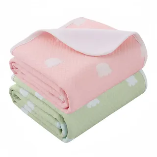 2 Stück Baby Wickelunterlage, 70 x 90 cm Wasserdicht Atmungsaktiv Waschbar Säugling Wickelunterlage, Wiederverwendbare Wickelauflagen Changing Mat für Babys und Kleinkinder (Grün und Rosa)