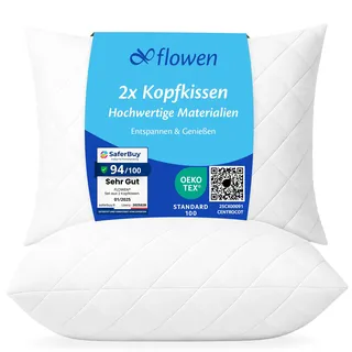 Flowen Kopfkissen 40 x 80 cm Weiß