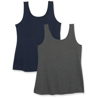Amazon Essentials Damen Tank Top (Übergröße erhältlich), 2er Pack, Charcoal Heather/Navy, 2X