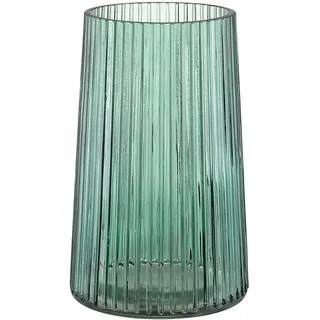KAYLETIN Grüne Glasvase für Blumen, Glasblumenvase, Blumenvasen für Strauß, Moderne gerippte Vasen für Schlafzimmer, Wohnzimmer, Büro, Bücherregal, 20 cm