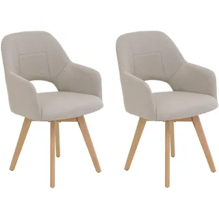 Hela 4-Fußstuhl »STADE« (Set) 2 Stk.360° drehbar,Massivholz 4-Fuß,Armlehnen,Ausschnitt im Rücken, beige